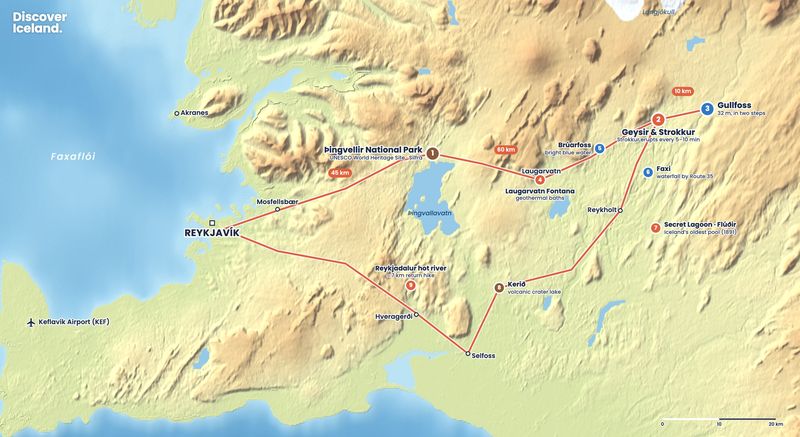 Discover Iceland map: Golden Circle